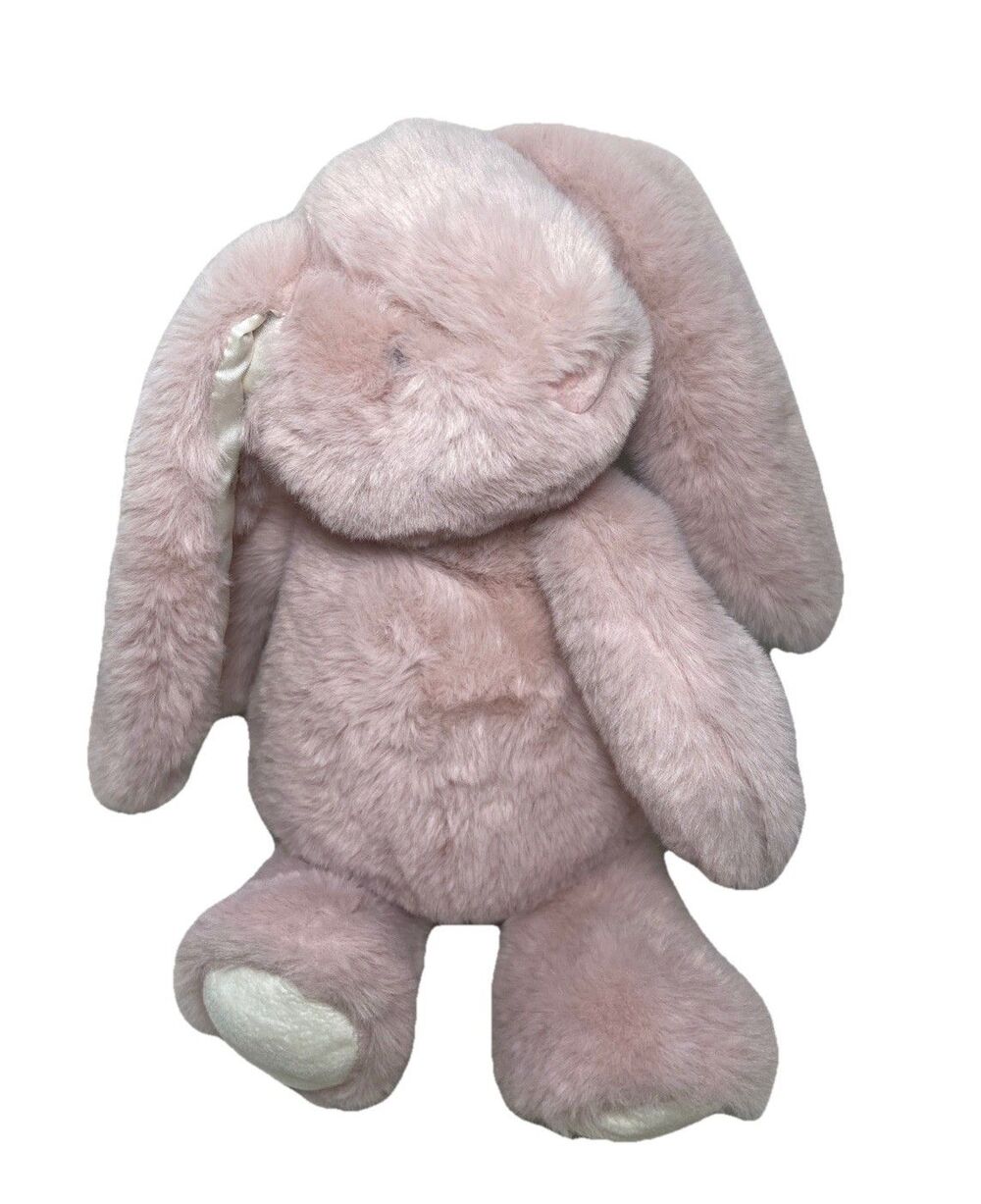 Spark Create Imagine Pink Bunny Rabbit Plush Rattle Embroidered Eyes Satin Ears